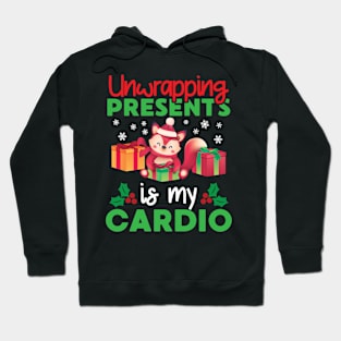 Unwrapping My Cardio Funny Christmas Workout Fitness Joke Hoodie